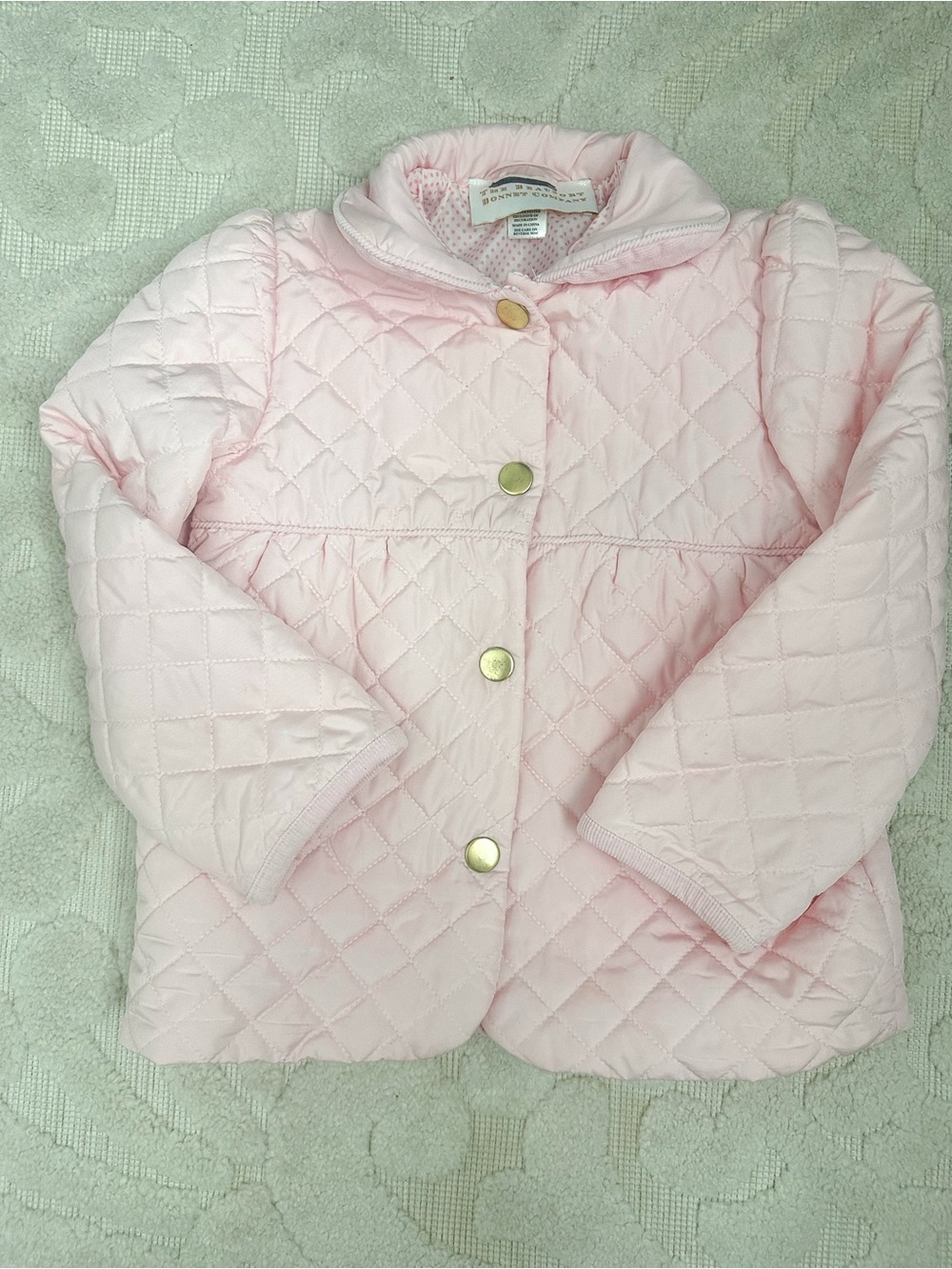TBBC pink quilted Carlyle coat size 5